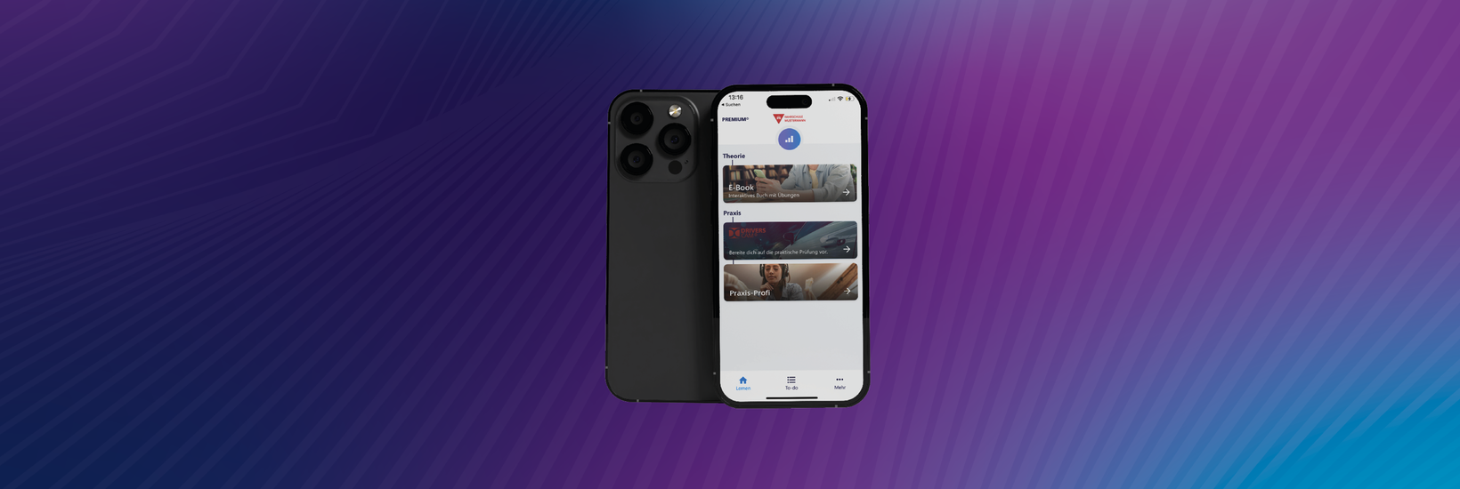 Screenshot der Startseite von Fahren Lernen Max Premium mit Praxisinhalten
