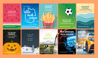 Abbildung 10 verschiedener bunter dekorativer Poster