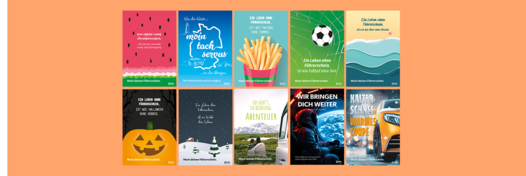 Abbildung 10 verschiedener bunter dekorativer Poster