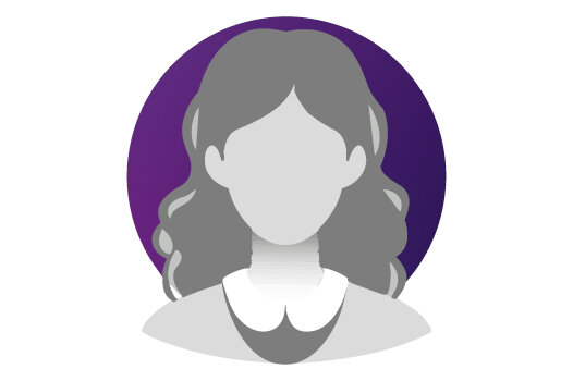 Abstrakte Abbildung einer Person im Porträt in Grautönen vor einem farbigen Kreis im Hintergrund