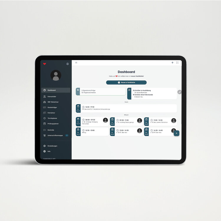 Das FSM Mobile Dashboard in einem Tablet