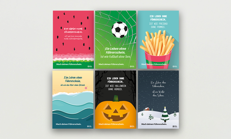 Dekoposter Serie Bunte Dekoposter-Serie für die Fahrschule