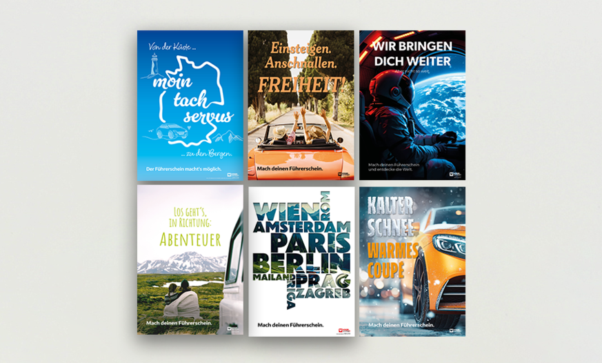 Dekoposter Serie Bunte Dekoposter-Serie für die Fahrschule