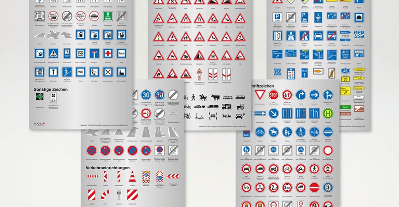 Fünf Verkehrszeichen Poster