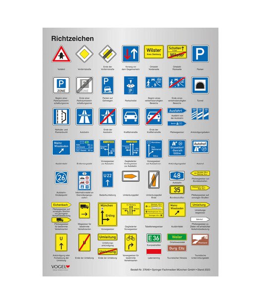 Verkehrszeichen Poster mit Richtzeichen