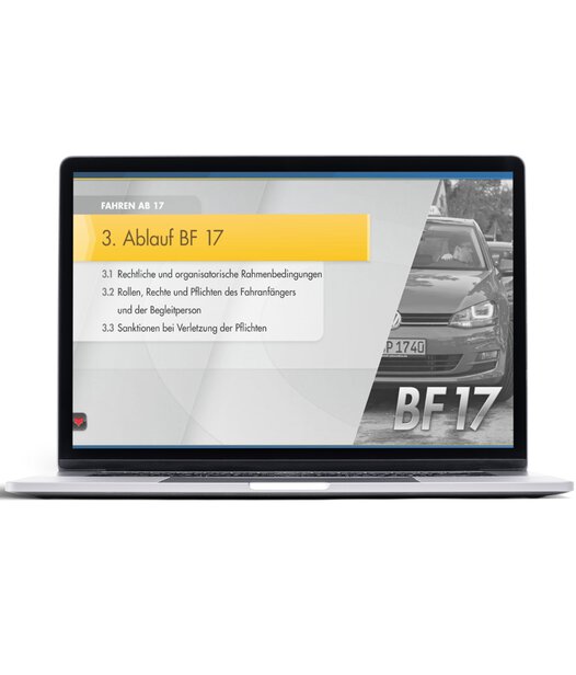 PC Professional Autofahren mit 17 für Begleitpersonen auf Laptop