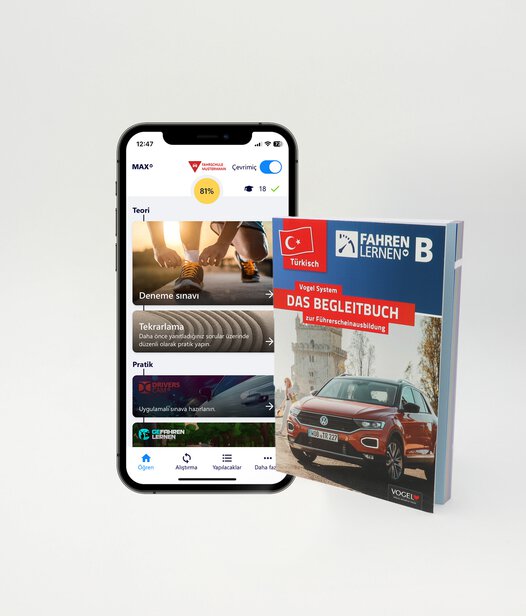 Lernset Fahren Lernen Max Online Türkisch Klasse B Führerschein Lernset bestehend aus der Fahren Lernen Max App und dem Begleitbuch auf Türkisch